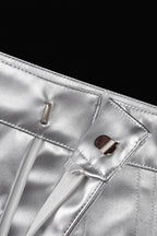 Metallic PU Leather Bodycon Mini Skirt