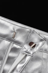 Metallic PU Leather Bodycon Mini Skirt