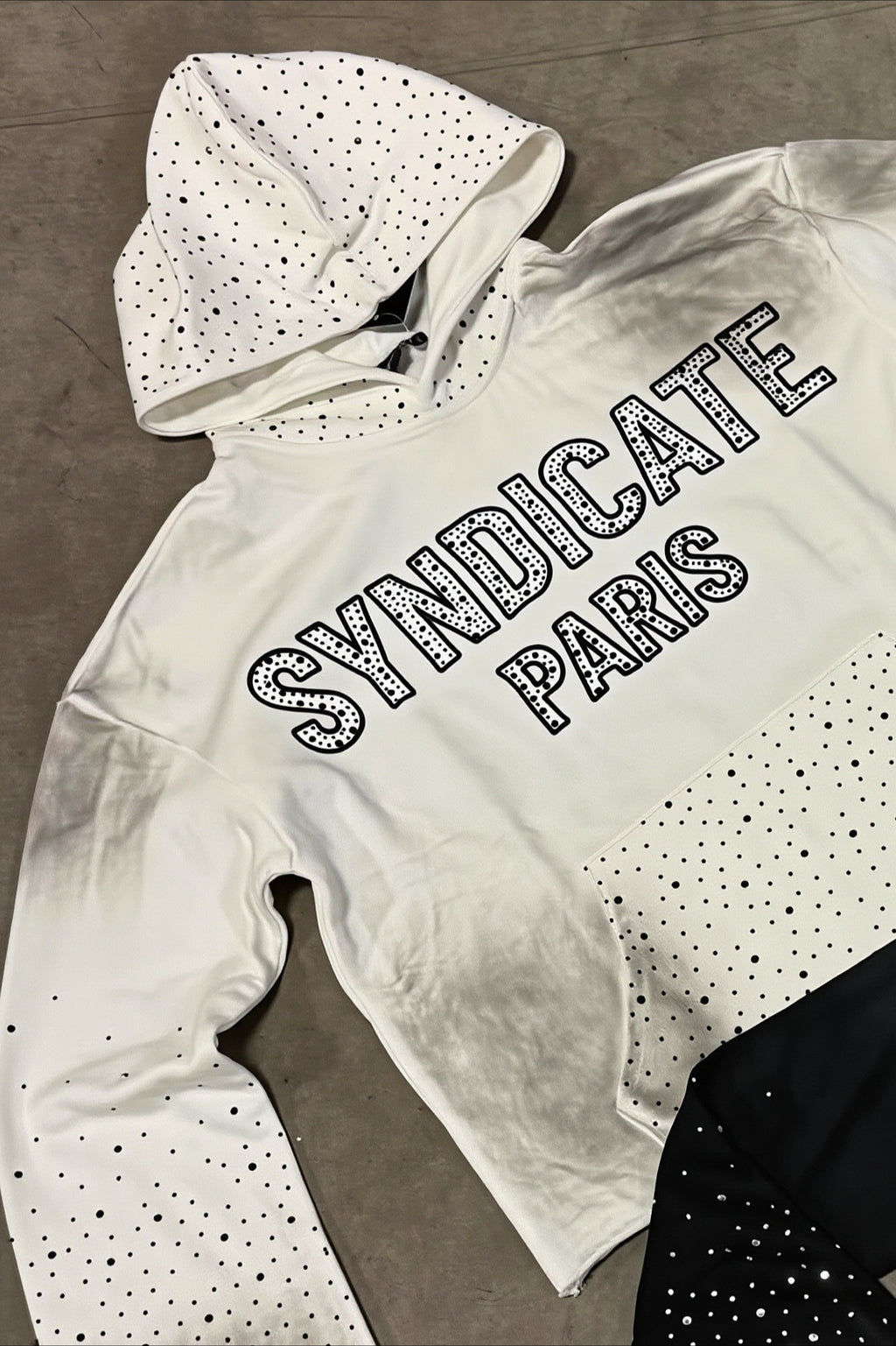Rhinestone Heart Back Graphic Pullover Hoodie