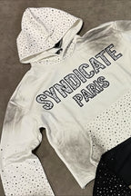Rhinestone Heart Back Graphic Pullover Hoodie