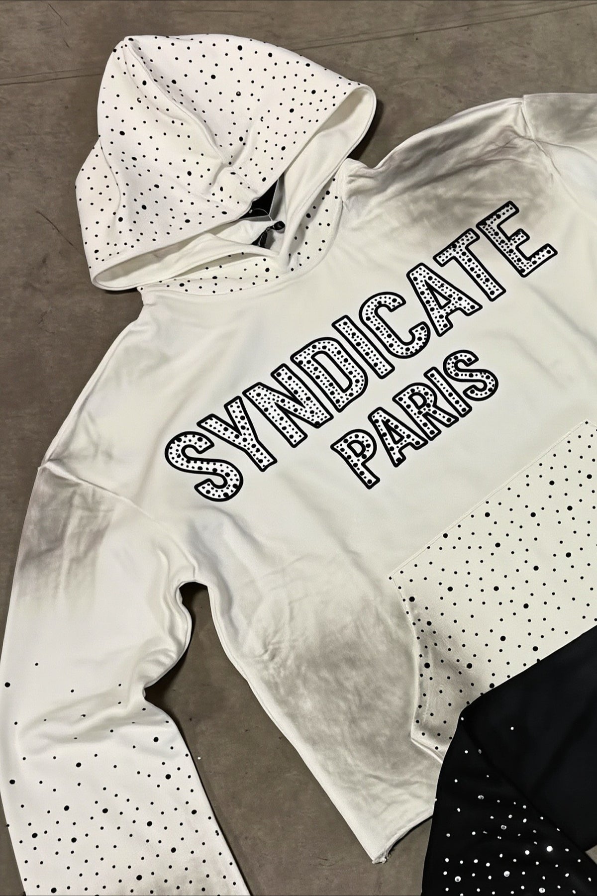 Rhinestone Heart Back Graphic Pullover Hoodie