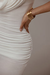 Elegant Solid Fitted Reception Dress
