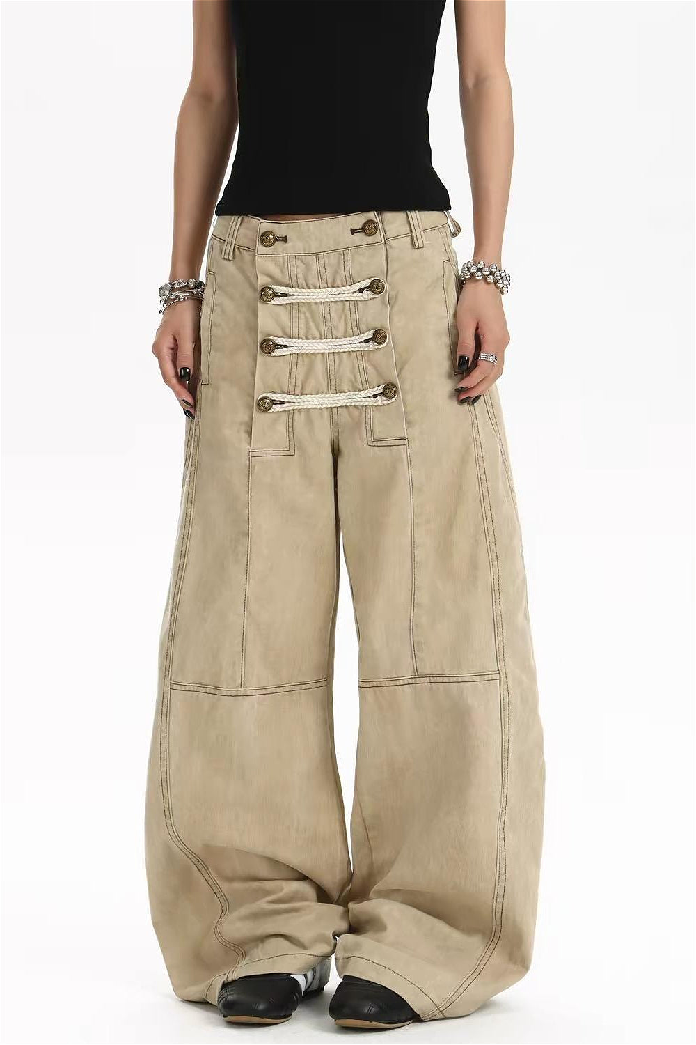 Hardware Loop Wide Leg Cargo Jeans
