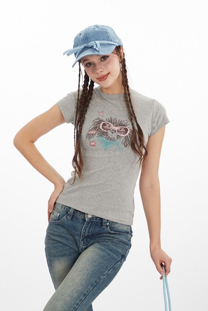 Edgy Crystal Embellished Tee T-Shirt Secondary image