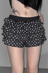 Polka Dot Low Waist Tiered Mini Skirt
