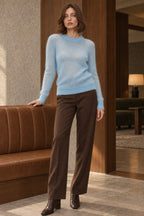 Sheer Blend Round Neck Knit Top