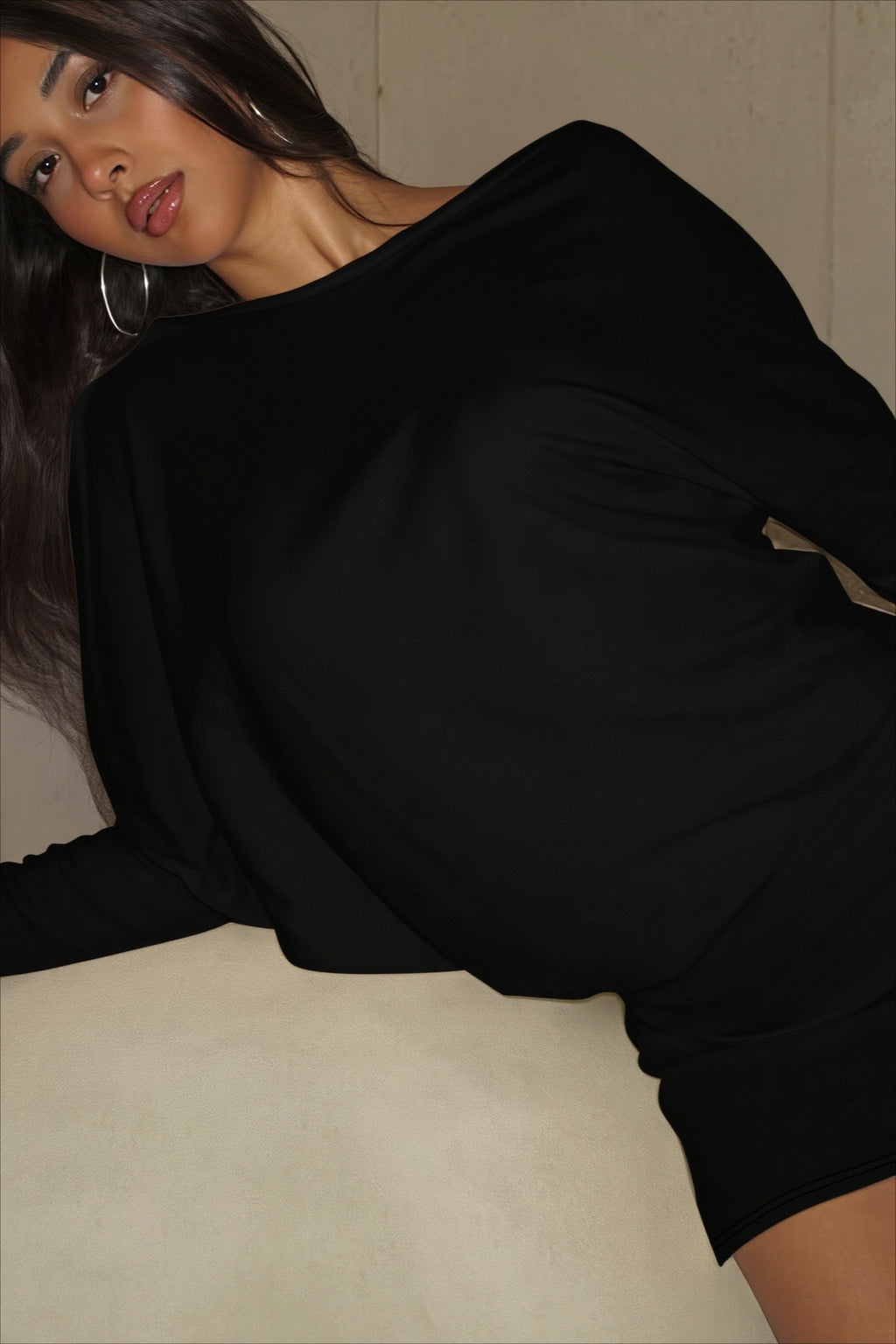 Off Shoulder Long Sleeve Ruched Mini Dress
