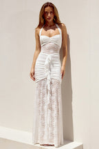 Lace Slit Backless Birthday Dress