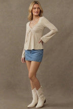 V Neck Slim Fit Long Sleeve Tee