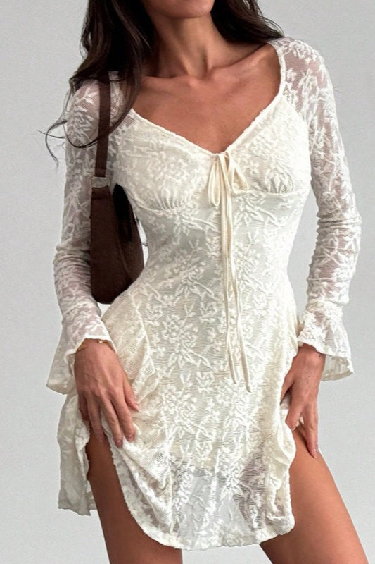 Elegant Tie Waist Lace Dress Main image