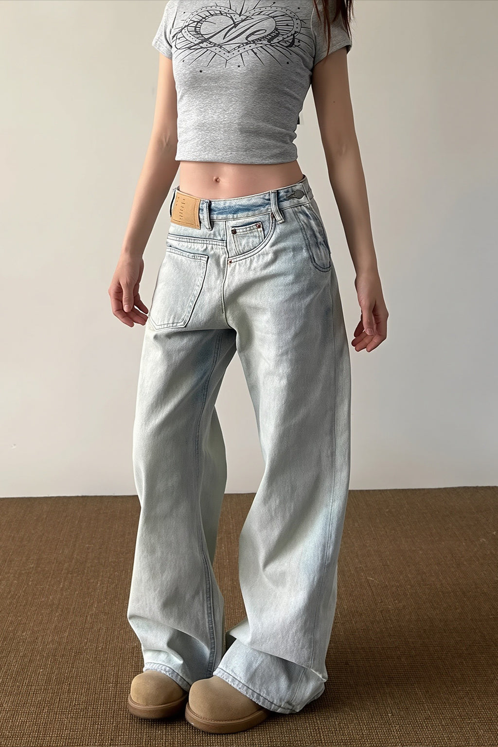 Light Wash Low Rise Straight Leg Jeans