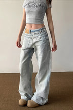 Light Wash Low Rise Straight Leg Jeans