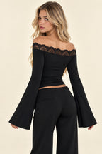 Eyelash Lace Off Shoulder Top