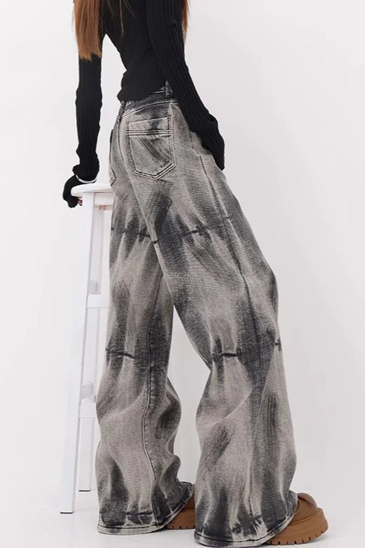 Tie-Dye Loose Straight-Leg Jeans Secondary image