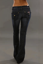 Double Button Low Rise Bootcut Jeans