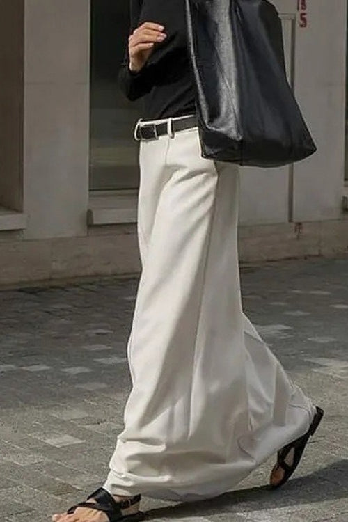 Relaxed Fit Cream Office Midi Skirt Main image