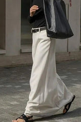 Relaxed Fit Cream Office Midi Skirt