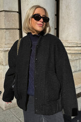 Loop Knit Stand Collar Coat