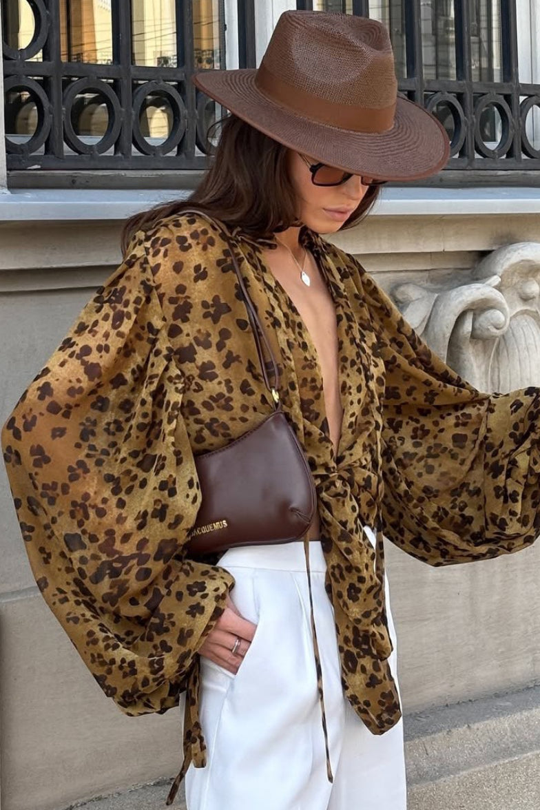 Leopard Sheer Chiffon Blouse Main image