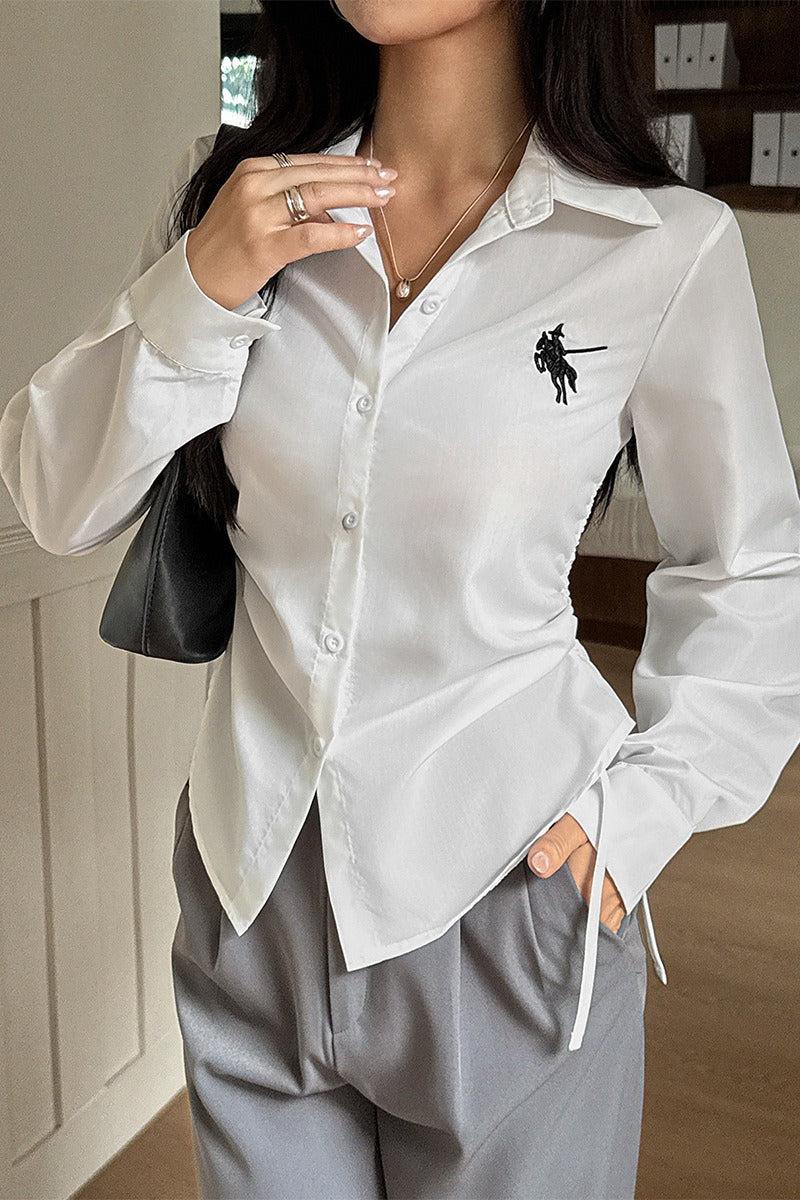 Y2K Button Front Solid Blouse Secondary image