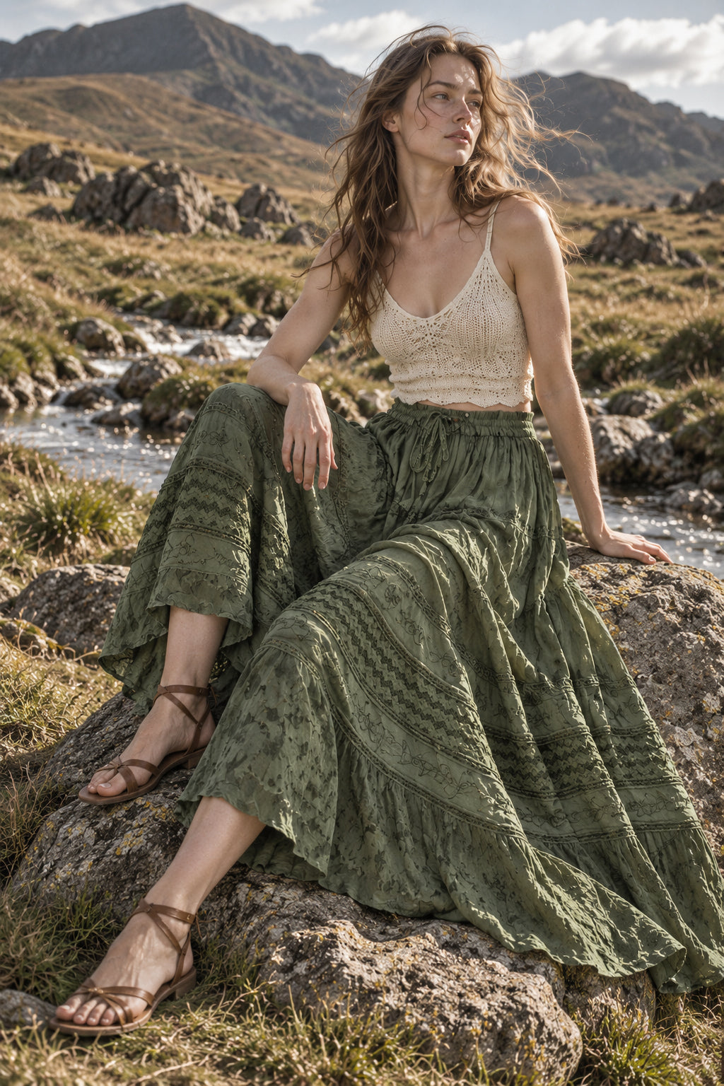 Fairy Graceful Tiered Maxi Skirt
