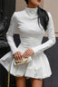 Mock Neck Long Sleeve Ruffle Mini Party Dress