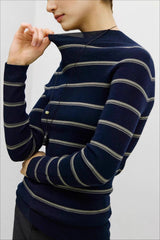 Seamless Stripe Mock Neck Knit Top