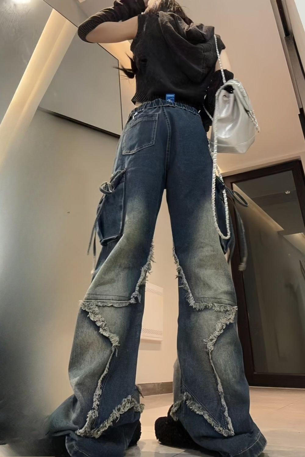 Y2K Vintage Gothic Star Pocket Straight Wide Leg Jeans Secondary image