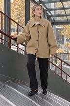 Batwing Sleeve Wool Blend Coat