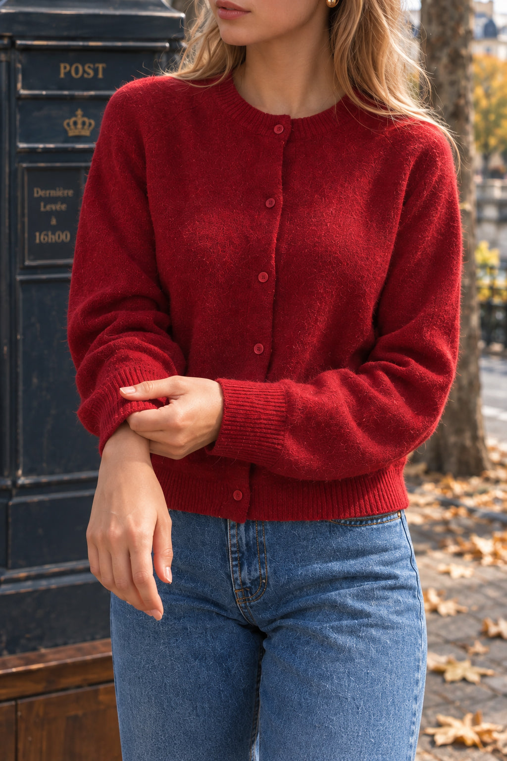 Cropped Knit Button Cardigan Main image