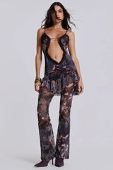 Shirred Cut Out Slip Dress