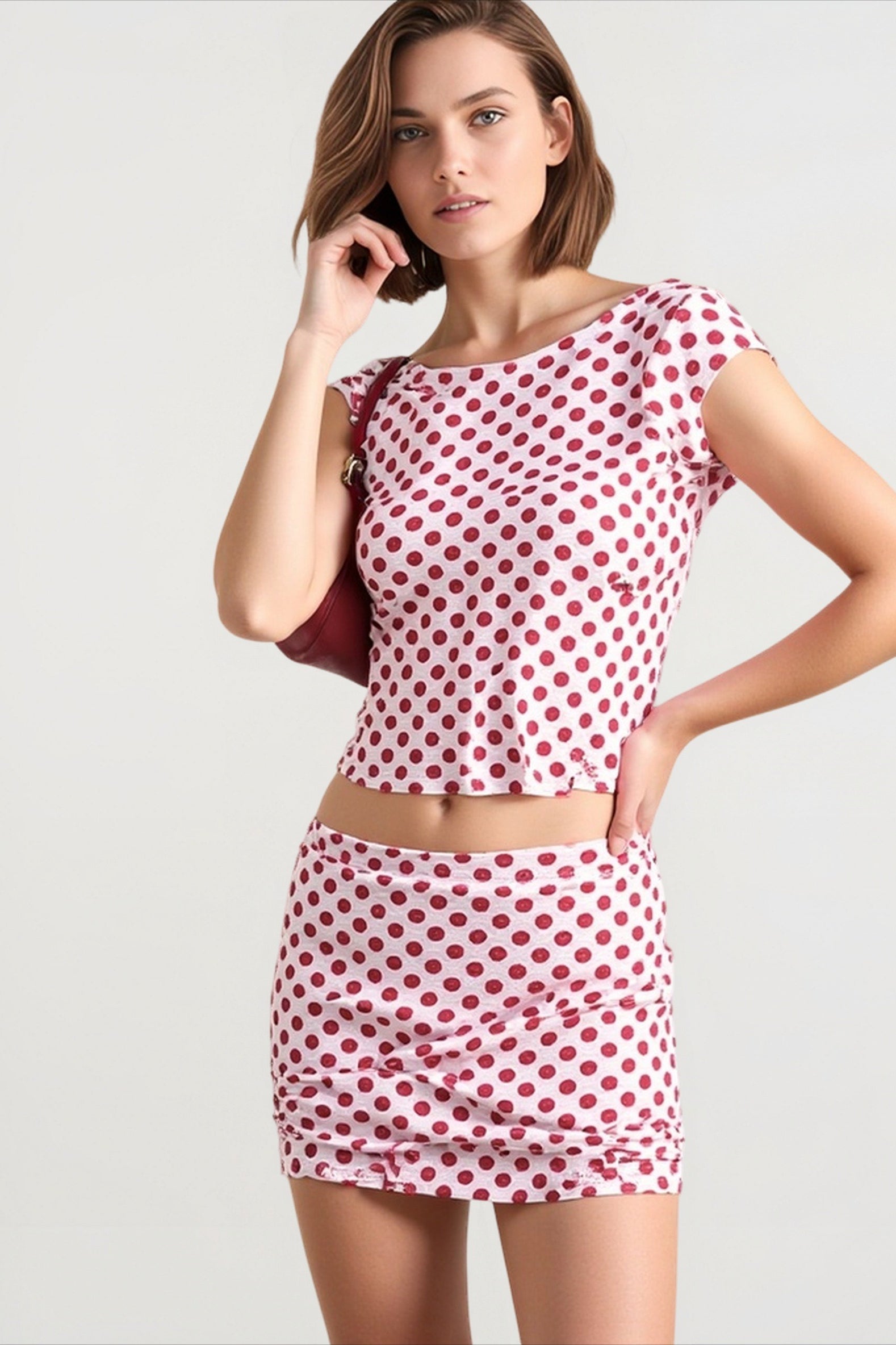 Sexy Polka Dot Crop Dolman Vacation Set Secondary image
