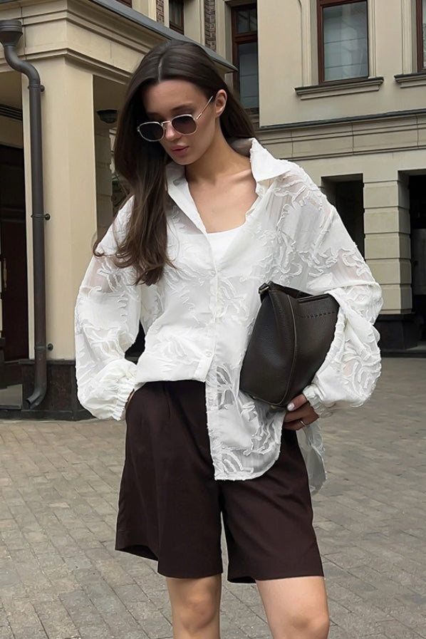 Heavy Jacquard Collared Blouse Main image