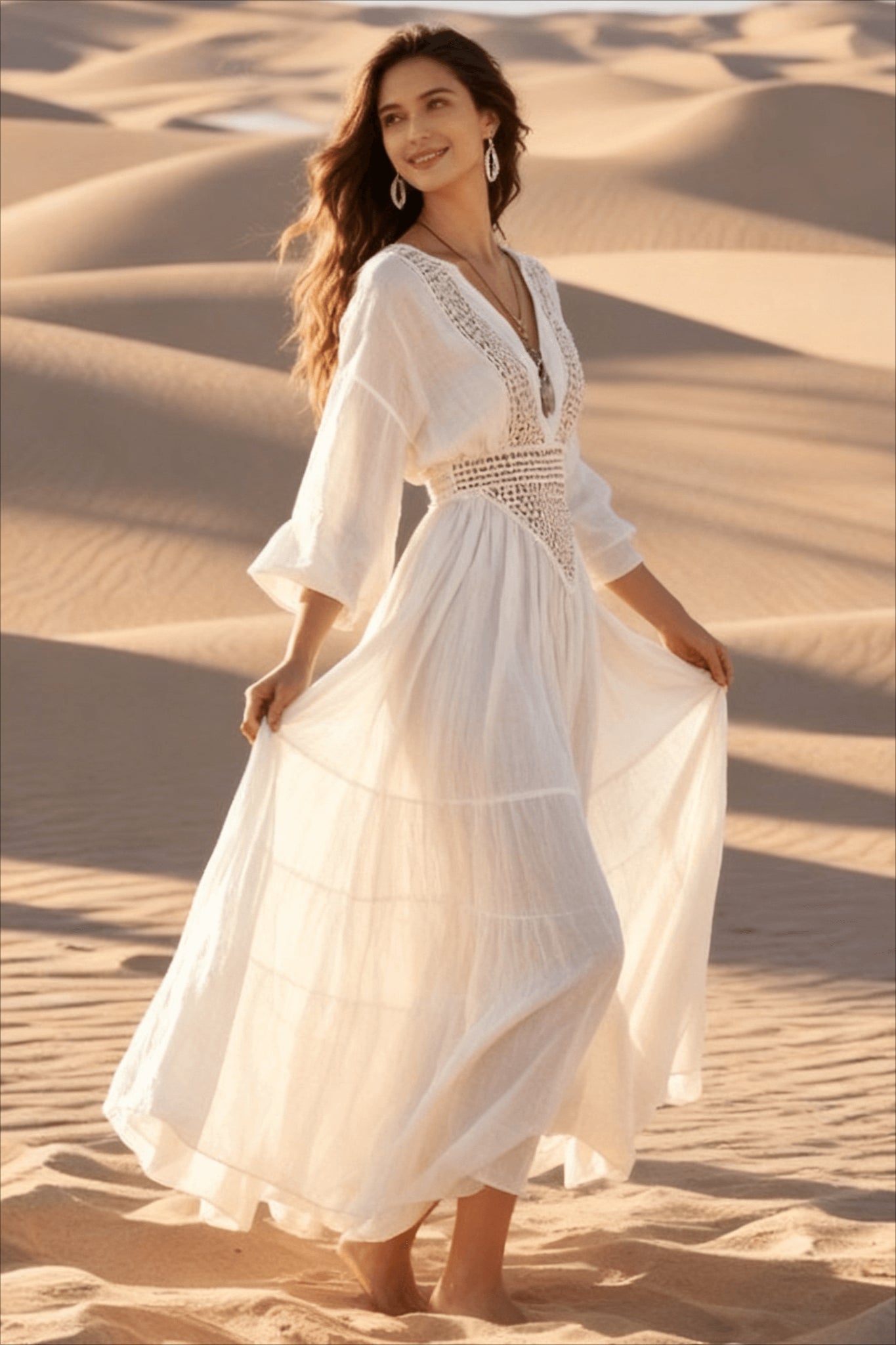Lace Bohemian Linen-Cotton Beach Boho Dress Secondary image