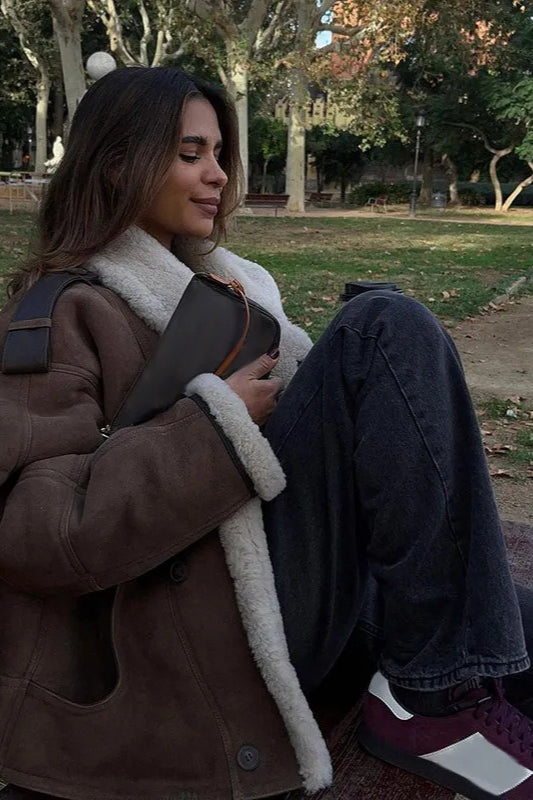 Faux Suede Shearling Lined Coat Main image