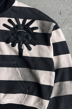 Striped Eye Applique Cropped Zip Hoodie