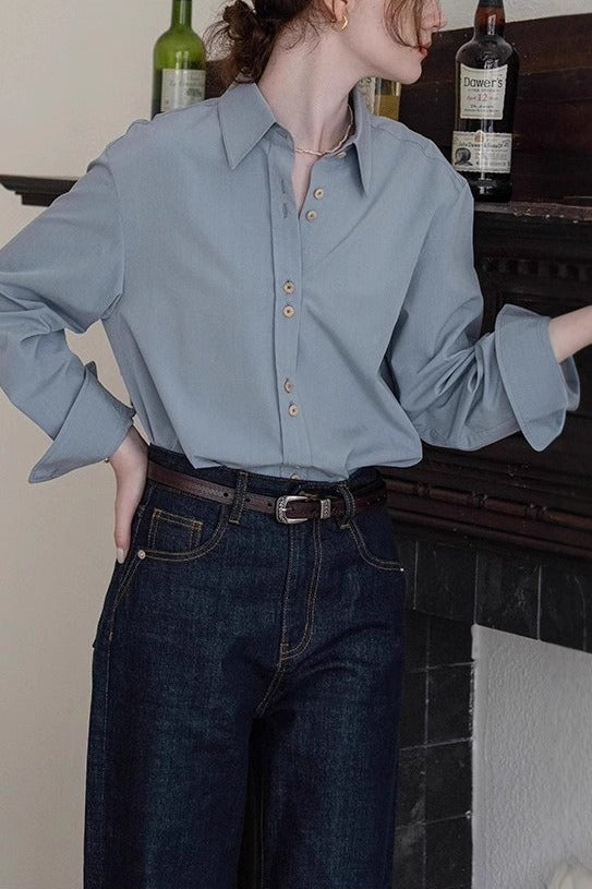 Velvet Satin Back Embroidered Chic Workwear Blouse Main image