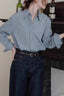 Velvet Satin Back Embroidered Chic Workwear Blouse