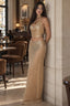 Dark Gold Crochet Halter Maxi Skirt Set