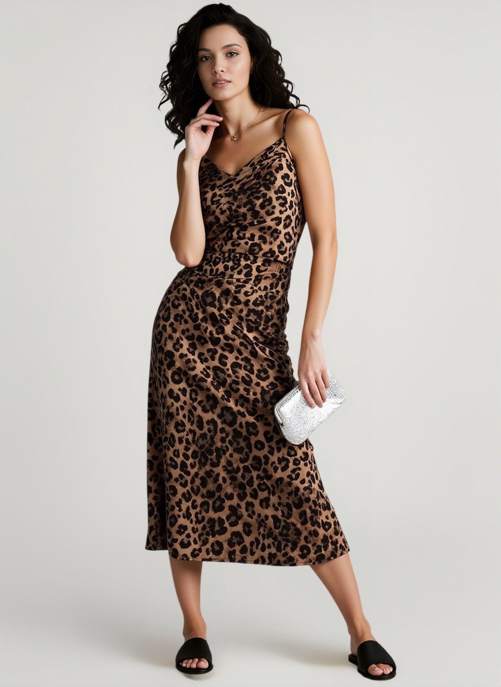 Animal Print Cami Backless Silk Dress Secondary image