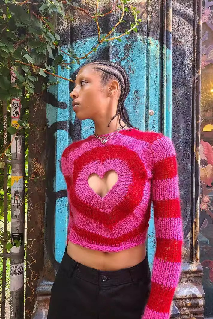 Heart Cutout Fitted Knit Sweater Secondary image