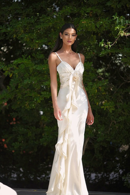 Chic Slim Floral Ribbon Satin Cami Boho Dress Main image