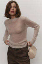Sheer Pastel Round Neck Knit Top
