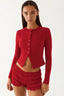 Curved Hem Button Front Knit Top