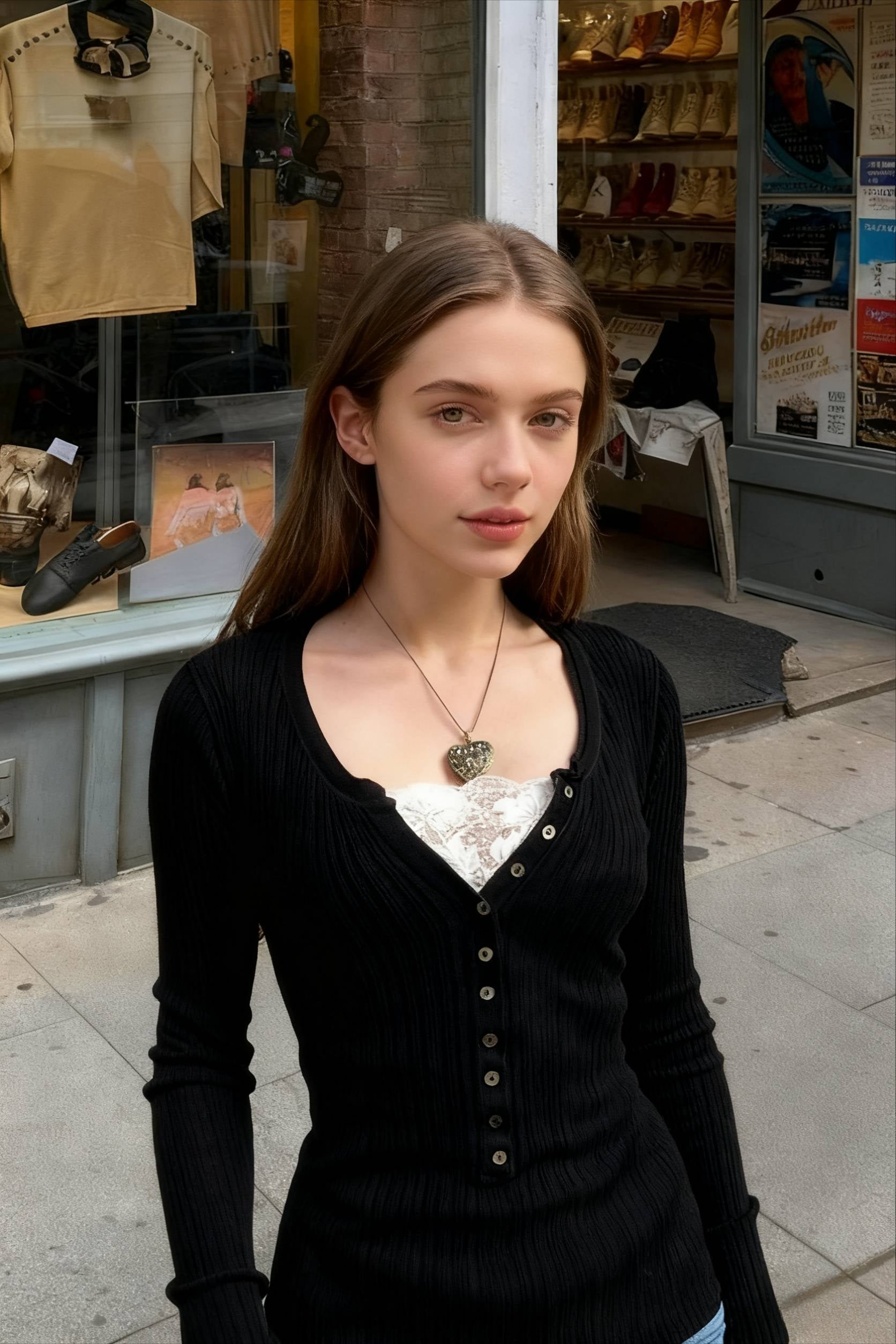 Lace Paneled Graceful Brown Tank Top Secondary image