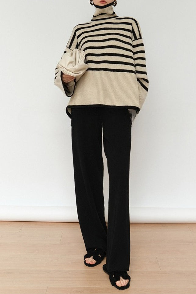 Chic Striped High Neck Sweater Secondary image