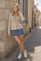 V Neck Slim Fit Long Sleeve Tee