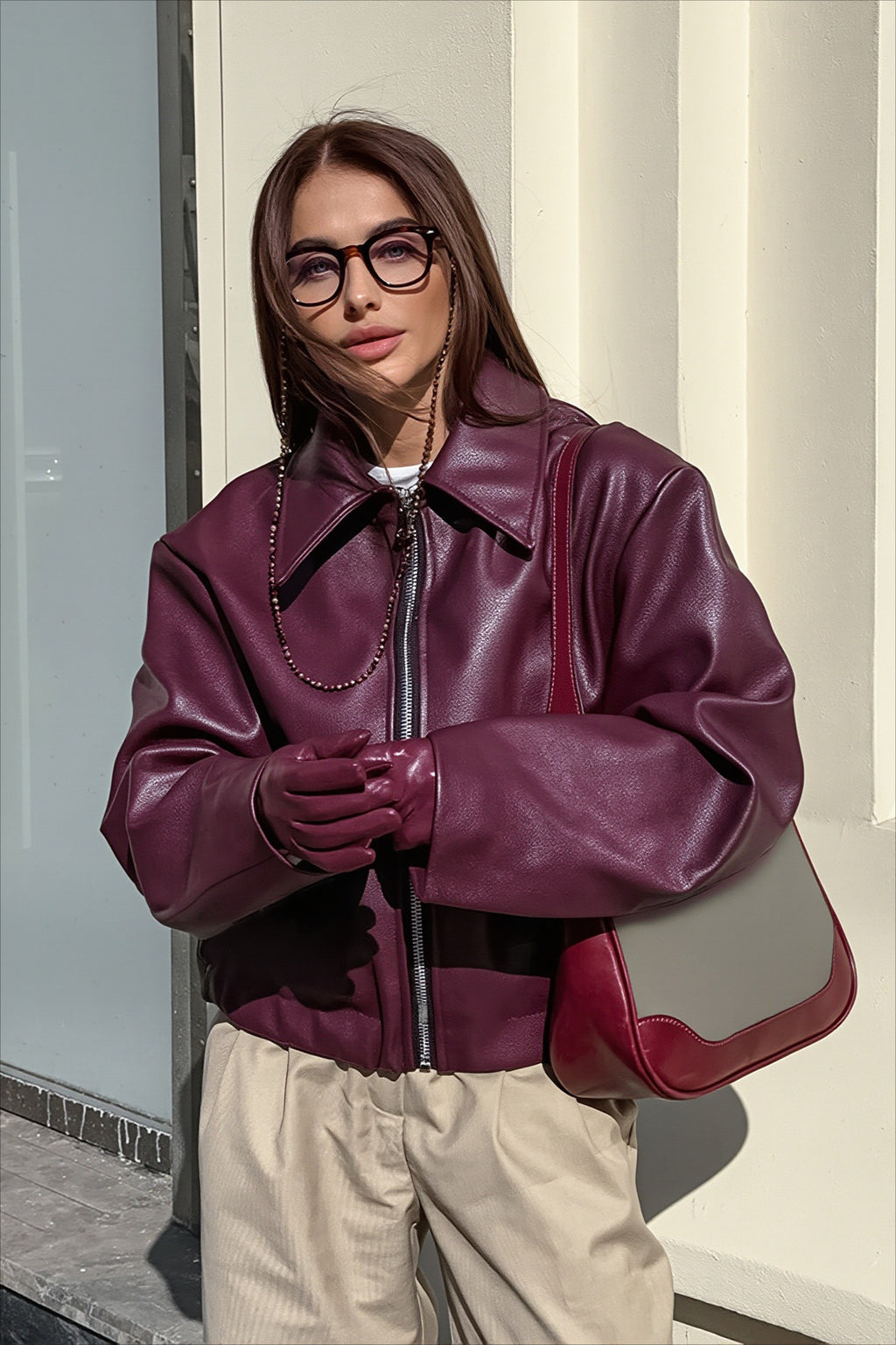 Vintage Matte Leather Biker Zip Jacket