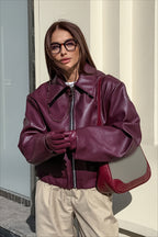 Vintage Matte Leather Biker Zip Jacket