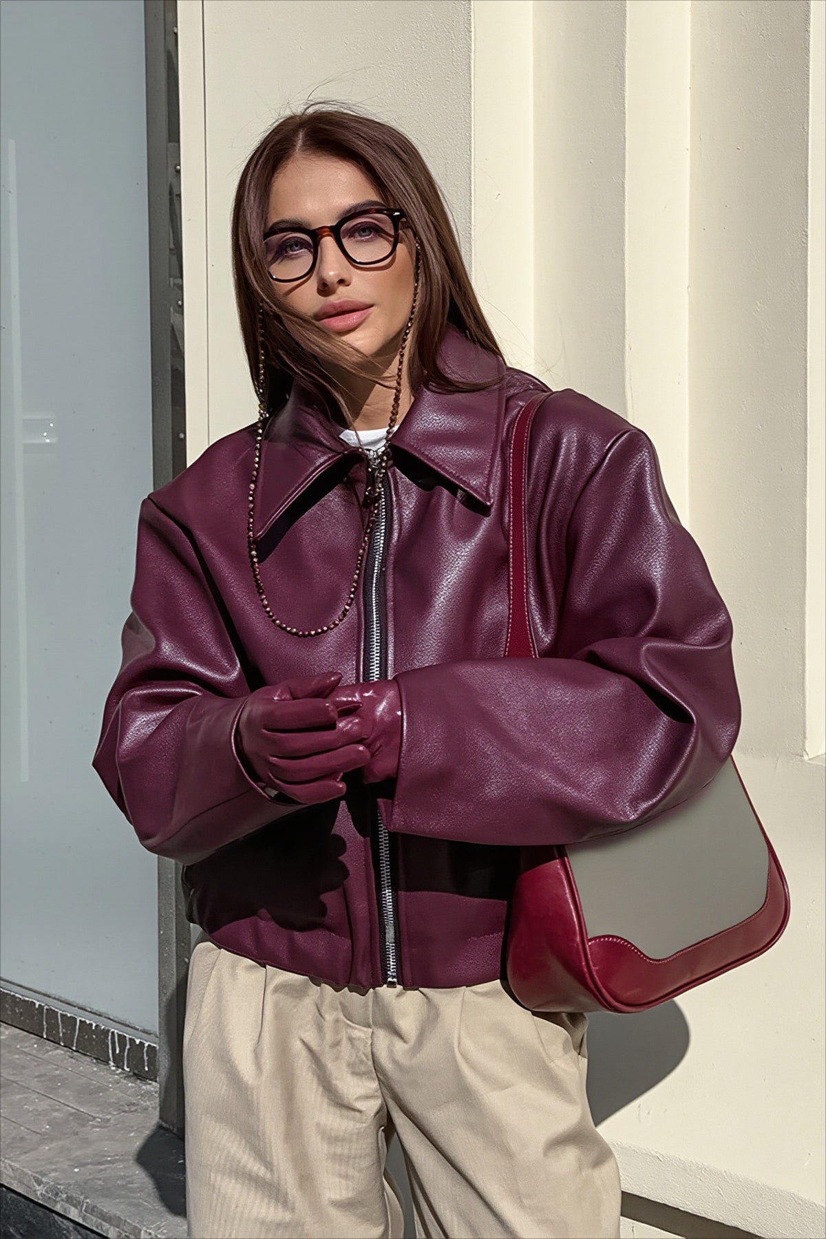 Vintage Matte Leather Biker Zip Jacket